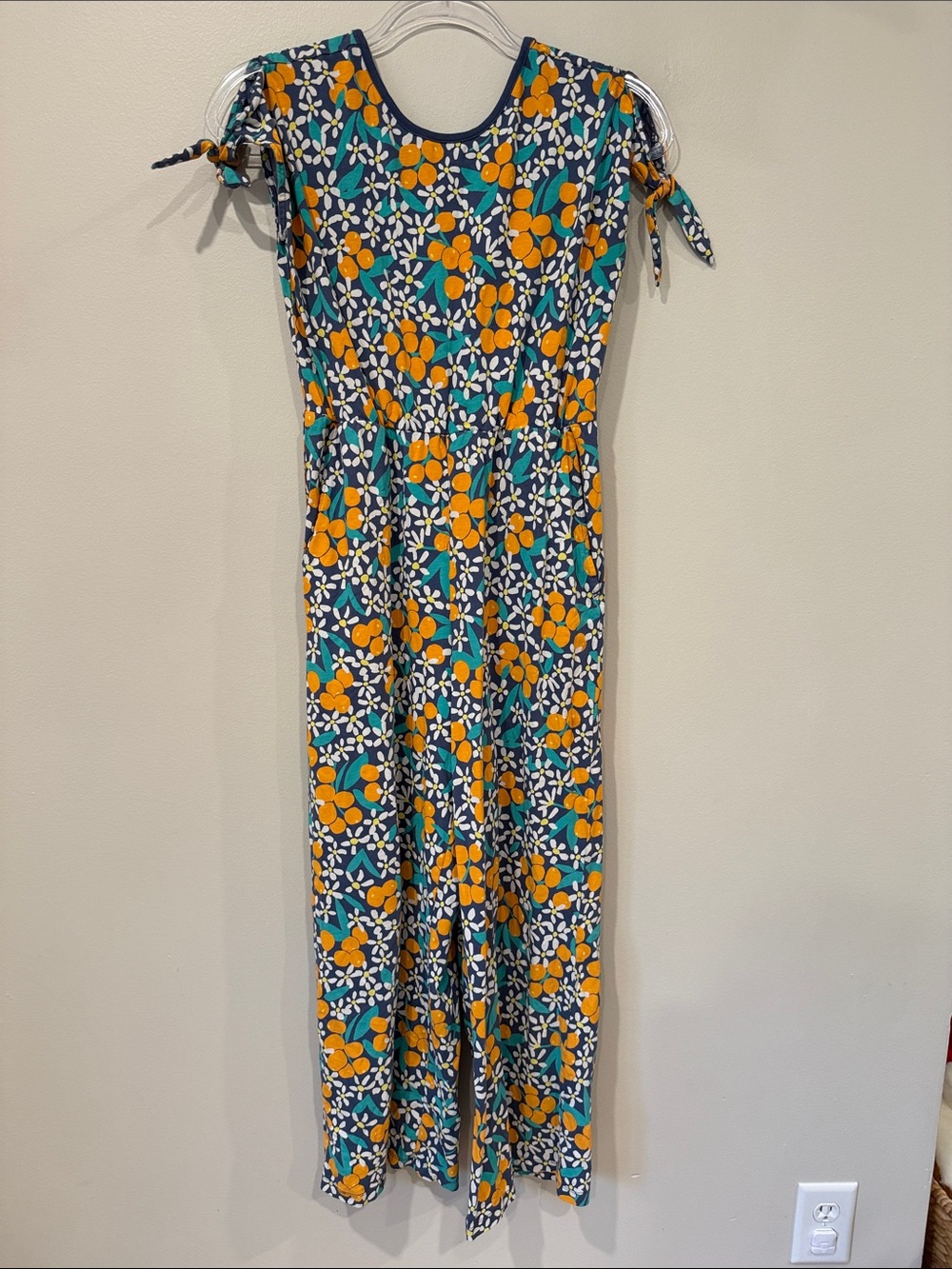 Tea Collection Pants Jumpsuit Orange Blossom Print 100% Cotton Romper
